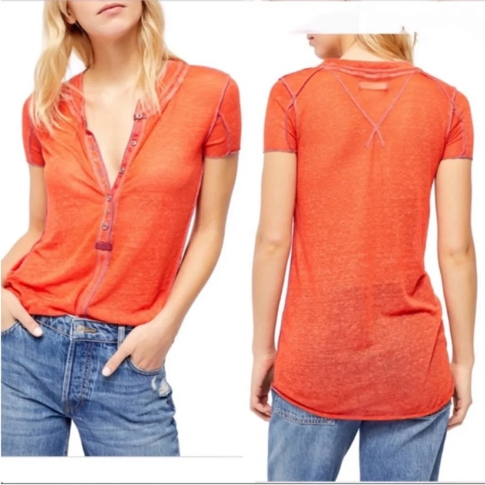 Free people Kia Henley Short sleeve tee